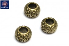 Round Pattern Bead, Plated Base Metal, Antique Brass, 10 x 7mm