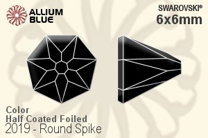 Swarovski Round Spike Flat Back No-Hotfix (2019) 6x6mm - Color (Half Coated) With Platinum Foiling