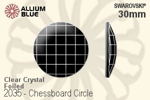 Swarovski Chessboard Circle Flat Back No-Hotfix (2035) 30mm - Clear Crystal With Platinum Foiling