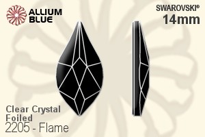 Swarovski Flame Flat Back No-Hotfix (2205) 14mm - Clear Crystal With Platinum Foiling