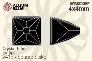 Swarovski Square Spike Flat Back No-Hotfix (2419) 4x4mm - Crystal Effect With Platinum Foiling