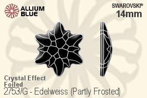 Swarovski Edelweiss (Partly Frosted) Flat Back No-Hotfix (2753/G) 14mm - Crystal Effect With Platinum Foiling