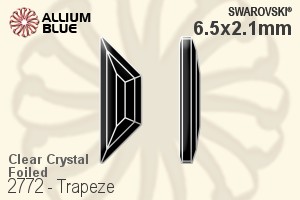 Swarovski Trapeze Flat Back No-Hotfix (2772) 6.5x2.1mm - Clear Crystal With Platinum Foiling