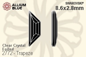 Swarovski Trapeze Flat Back No-Hotfix (2772) 8.6x2.8mm - Clear Crystal With Platinum Foiling