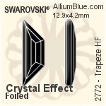 スワロフスキー Trapeze ラインストーン ホットフィックス (2772) 12.9x4.2mm - クリスタル 裏面アルミニウムフォイル