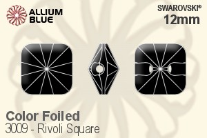 Swarovski Rivoli Square Button (3009) 12mm - Color With Platinum Foiling