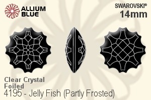 Swarovski Jelly Fish (Partly Frosted) Fancy Stone (4195) 14mm - Clear Crystal With Platinum Foiling