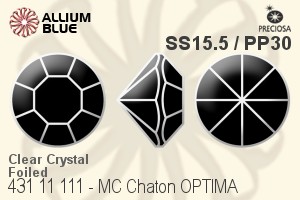 Preciosa MC Chaton (431 11 111) SS15.5 / PP30 - Clear Crystal With Golden Foiling