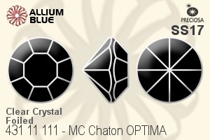 Preciosa MC Chaton OPTIMA (431 11 111) SS17 - Clear Crystal With Golden Foiling