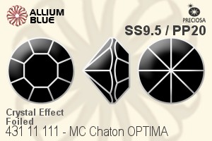 寶仕奧莎 機切尖底石 OPTIMA (431 11 111) SS9.5 / PP20 - 白色（鍍膜） 銀箔底