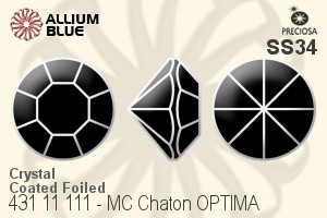 Preciosa MC Chaton OPTIMA (431 11 111) SS34 - Crystal Effect With Golden Foiling