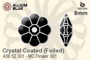 Preciosa MC Flower 301 Sew-on Stone (438 52 301) 8mm - Crystal Effect With Silver Foiling