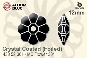 Preciosa MC Flower 301 Sew-on Stone (438 52 301) 12mm - Crystal Effect With Silver Foiling