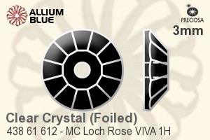 Preciosa MC Loch Rose VIVA 1H Sew-on Stone (438 61 612) 3mm - Clear Crystal With Silver Foiling