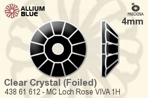 Preciosa MC Loch Rose VIVA 1H Sew-on Stone (438 61 612) 4mm - Clear Crystal With Silver Foiling