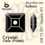 Preciosa MC Square Sew-on Stone (438 73 301) 10x10mm - Crystal (Coated) With Silver Foiling