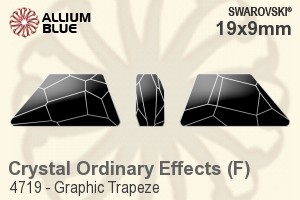 Swarovski Graphic Trapeze Fancy Stone (4719) 19x9mm - Crystal (Ordinary Effects) With Platinum Foiling