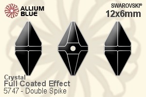 スワロフスキー Double Spike ビーズ (5747) 12x6mm - クリスタル エフェクト (Full Coated)