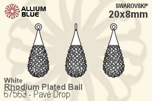 施华洛世奇 Pavé Drop 吊坠 (67563) 20mm - CE White / Crystal 白金 镀面 Bail