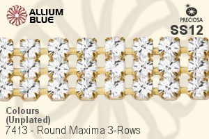 Preciosa Round Maxima 3-Rows Cupchain (7413 7175), Unplated Raw Brass, With Stones in PP24 - Colours