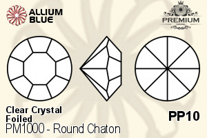 PREMIUM Round Chaton (PM1000) PP10 - Clear Crystal With Foiling