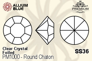 PREMIUM Round Chaton (PM1000) SS36 - Clear Crystal With Foiling