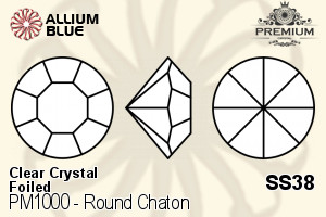 PREMIUM Round Chaton (PM1000) SS38 - Clear Crystal With Foiling