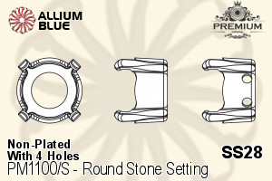 PREMIUM Round Stone Setting (PM1100/S), With Sew-on Holes, SS28 (5.9 - 6.1mm), Unplated Steel