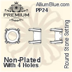 PREMIUM Round Stone Setting (PM1100/S), No Hole, PP24 (3.0 - 3.2mm), Unplated Brass