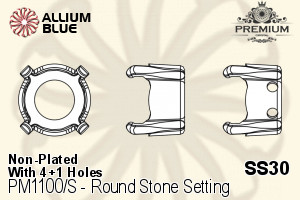 PREMIUM Round Stone Setting (PM1100/S), With Sew-on Holes, SS30 (6.3 - 6.5mm), Unplated Brass