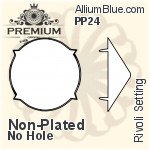 PREMIUM Rivoli Setting (PM1122/S), No Hole, SS29 (6.4mm), Unplated Brass