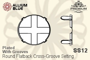 PREMIUM Round Flatback Cross-Groove Setting (PM2000/S), With Sew-on Cross Grooves, SS12 (3.2mm), Plated Brass