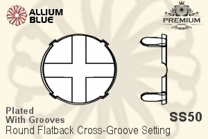 PREMIUM Round Flatback Cross-Groove Setting (PM2000/S), With Sew-on Cross Grooves, SS50 (12mm), Plated Brass