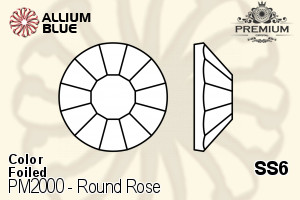 PREMIUM CRYSTAL Round Rose Flat Back SS6 Capri Blue F