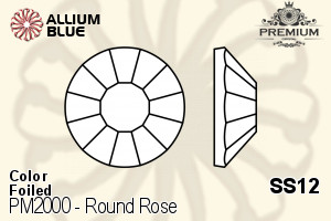 PREMIUM CRYSTAL Round Rose Flat Back SS12 Topaz F