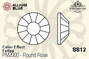 PREMIUM CRYSTAL Round Rose Flat Back SS12 Jonquil AB F