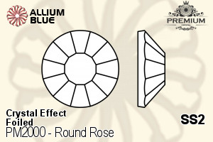 PREMIUM Round Rose Flat Back (PM2000) SS2 - Crystal Effect With Foiling