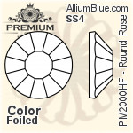 PREMIUM Round Rose Hot-Fix Flat Back (PM2000HF) SS4 - Color With Foiling