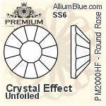 PREMIUM Round Rose Hot-Fix Flat Back (PM2000HF) SS6 - Crystal Effect Unfoiled