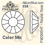 PREMIUM Round Rose Hot-Fix Flat Back (PM2000HF) SS8 - Color Mix