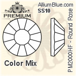 PREMIUM Round Rose Hot-Fix Flat Back (PM2000HF) SS10 - Color Effect With Foiling