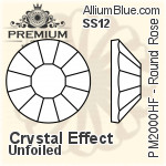 PREMIUM Round Rose Hot-Fix Flat Back (PM2000HF) SS12 - Crystal Effect Unfoiled