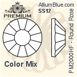 PREMIUM Round Rose Hot-Fix Flat Back (PM2000HF) SS12 - Color Mix