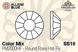 PREMIUM Round Rose Hot-Fix Flat Back (PM2000HF) SS16 - Color Mix