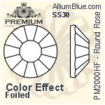 PREMIUM Round Rose Hot-Fix Flat Back (PM2000HF) SS30 - Color Effect With Foiling