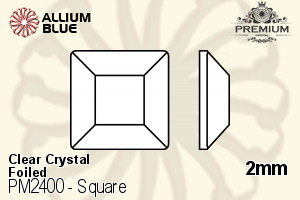 PREMIUM Square Flat Back (PM2400) 2mm - Clear Crystal With Foiling