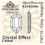 PREMIUM Elongated Hexagon Flat Back (PM2776) 8.2x4.2mm - Crystal Effect With Foiling