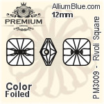 PREMIUM Rivoli Square Sew-on Stone (PM3009) 12mm - Color With Foiling