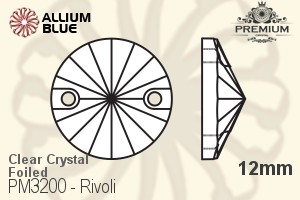 PREMIUM Rivoli Sew-on Stone (PM3200) 12mm - Clear Crystal With Foiling