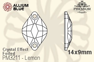 PREMIUM Lemon Sew-on Stone (PM3211) 14x9mm - Crystal Effect With Foiling